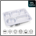 Stainless Steel Serving food Tray with Cover and 5 Compartments